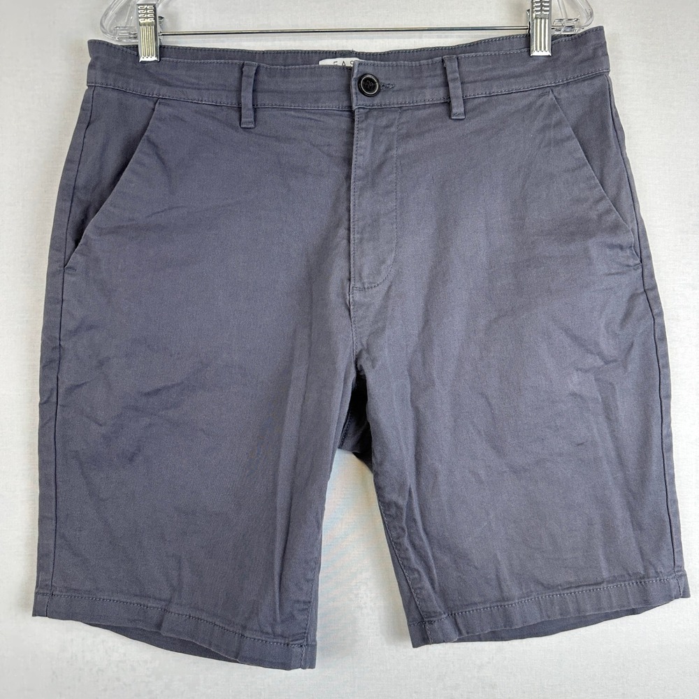 Easy Straight Fit Shorts Mens W34 Gray Stretch Chino Casual Cotton